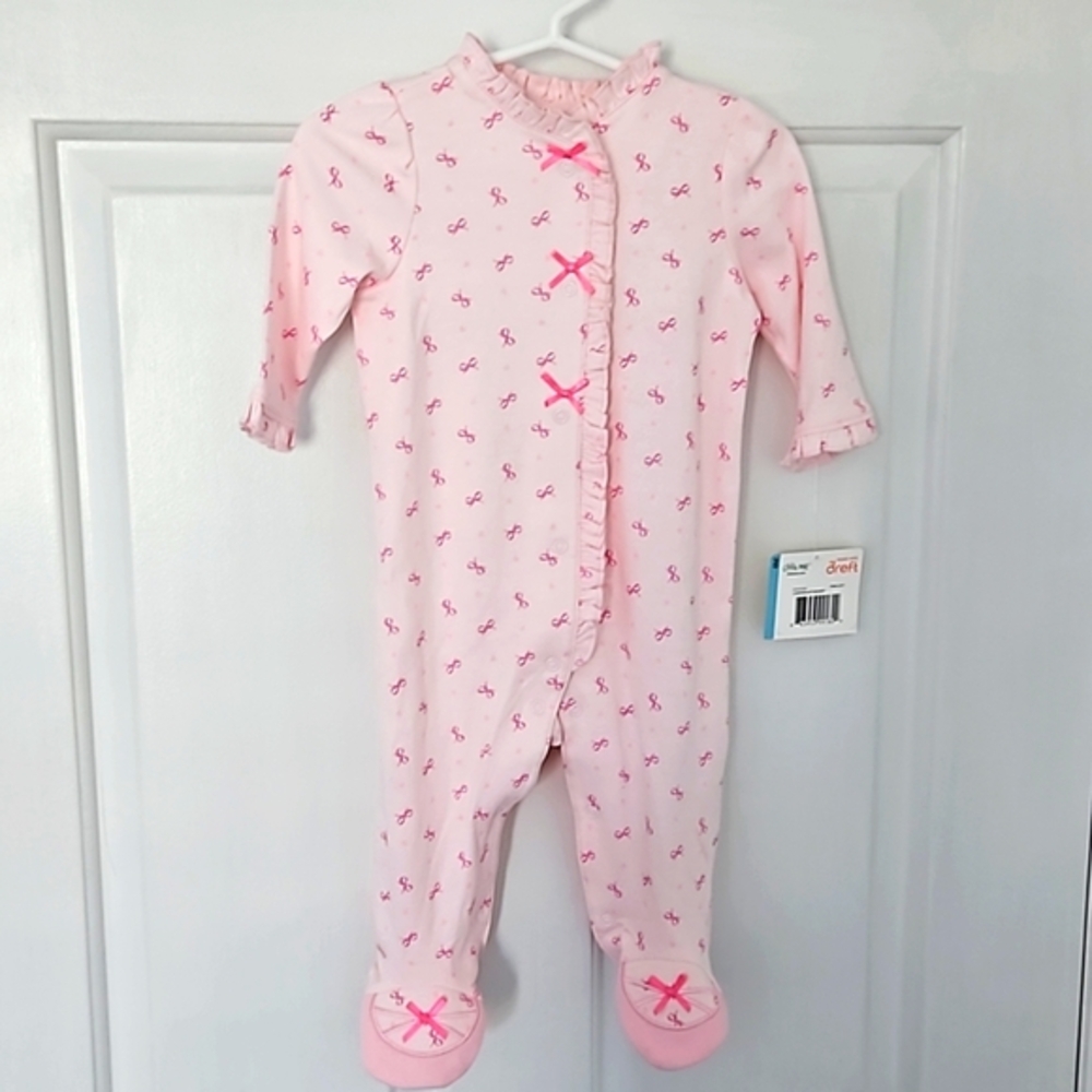 LITTLE ME Infant Girl's Footies 6 Months Pink Snap Front - Picture 2 of 8